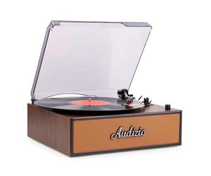 Audizio Reno - Platine Vinyle rétro avec Enceintes intégrées - Lecture 33/45/78 Tours - Design Vintage - Couleur Cuivre