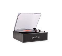 Audizio Reno - Platine Vinyle rétro avec Enceintes intégrées - Lecture 33/45/78 Tours - Design Vintage - Couleur Noire