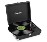 Audizio RP111BK Platine Vinyle Valise Rétro Noire avec Haut-Parleurs Intégrés, 3 Vitesses 33, 45, 78 Tours, Sortie RCA et Casque, Portable, Idéale pour Écouter Ses Vinyles Partout