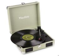 Audizio Platine vinyle RP111W Valise rétro bois vert, haut-parleurs intégrés, 3 vitesses