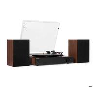 Audizio Platine vinyle RP325W – Rétro Noyer noir, enceintes 60W, BT bidirectionnel, 33/45/78