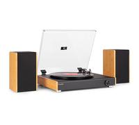 Audizio RP335 Platine Vinyle Bluetooth avec Enceintes 2x40W, Design Élégant, Version Bambou, Lecture USB, 3 Vitesses, Fonction Enregistreur, Idéal pour Les Audiophiles et Collectionneurs de Vinyles