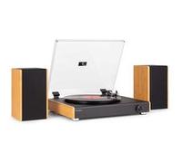 Audizio RP335 - Platine Vinyle Bluetooth Minimaliste et Élégante avec Paire d’Enceintes Stéréo 2x 40W - Bambou