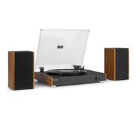 Audizio RP335 Platine Vinyle Noyer BT avec Enceintes 2x40W, Design Élégant, Lecture USB, 3 Vitesses, Fonction Enregistreur, Idéal pour Les Audiophiles et Collectionneurs de Vinyles