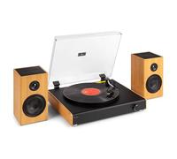 Audizio RP337B Tourne-Disque avec Haut-Parleur Bluetooth - Lecteur Vinyle Aspect Bois - Lecteur d'enregistrement avec 33, 45 et 78 TR/Min - Tournable avec Haut-Parleur sans Fil de 50 W - Platine
