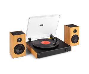 Audizio RP337B Tourne-Disque avec Haut-Parleur Bluetooth - Lecteur Vinyle Aspect Bois - Lecteur d'enregistrement avec 33, 45 et 78 TR/Min - Tournable avec Haut-Parleur sans Fil de 50 W - Platine