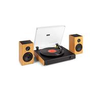 Audizio RP337BB - Platine Vinyle Vintage avec Enceintes sans Fil BT, Lecteur 33/45/78 Tours, USB & Design Bambou rétro