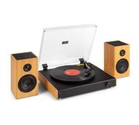 Audizio RP337B Tourne-Disque avec Haut-Parleur Bluetooth - Lecteur Vinyle Aspect Bois - Lecteur d'enregistrement avec 33, 45 et 78 TR/Min - Tournable avec Haut-Parleur sans Fil de 50 W - Platine