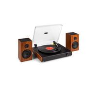 Audizio RP337W Platine Vinyle Noyer BT avec Enceintes 2x40W, Design Élégant, Lecture USB, 3 Vitesses, Fonction Enregistreur, Idéal pour Les Audiophiles et Collectionneurs de Vinyles