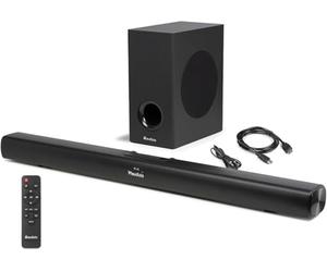 Audizio SB92WS Barre De Son avec Caisson de Basse sans Fil Bluetooth 5.3 HDMI Arc 150W, Soundbar 2.1 90 cm Optique, USB, AUX, Graves et Aigus Réglables, Films, Musique et Jeux
