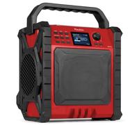 Audizio Temi Radio de Chantier Dab+ avec Batterie, IP54, Bluetooth 5.0, Rouge