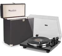 Audizio Toledo Pack - Platine Vinyle HiFi Premium Sortie Bluetooth - Noire, 33 et 45 TR/Min, Bras de Lecture Réglable, Cellule Audio Technica, Etui de Protection pour 33 Tours Inclus