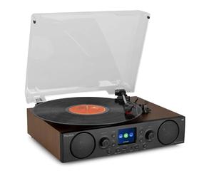Audizio Tulsa Platine Vinyle Bluetooth, Lecteur Vinyles avec Radio FM/Dab+, Enregistrez Vos Disques en MP3, pour 33/45/78 Tours, Idéal pour Décorer et Écouter Votre Radio/Disques Vinyles
