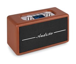 Audizio Tune60 - Radio Dab+/FM Bluetooth Marron | Design Rétro Vintage | Lecteur USB/SD, Écran LCD & Réveil | Radio Numérique Portable Secteur ou Piles