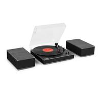 Audizio Tupelo Platine Vinyle Bluetooth avec 2 Enceintes Stéréo, Tourne Disque 3 Vitesses 33 45 78 Tours, Amplificateur Intégré, Auto Stop, Sortie RCA, Design Noir pour Salon ou Bureau