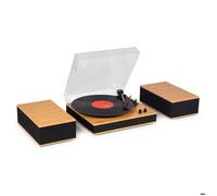 Audizio Tupelo Platine Vinyle Bluetooth Avec 2 Enceintes Stéréo Tourne Disque 3 Vitesses 33 45 78 Tours Design Bambou