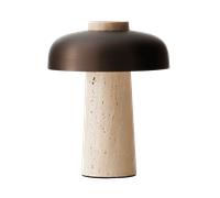 Audo Copenhagen Lampe de table portable Reverse 24.5 cm Travertine-bronzed aluminium
