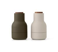 Audo Copenhagen Moulin à épices Bottle Grinder Small. lot de 2 Hunting green-beige-noyer