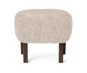 Audo Copenhagen Pouf Ingeborg Peau de mouton Moonlight-pieds chêne fumé