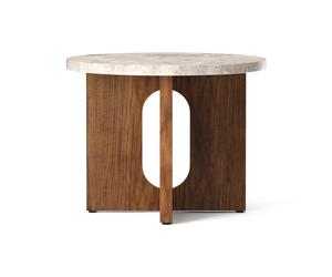 Audo Copenhagen Table d’appoint Androgyne Ø50 cm base en noyer Plateau de table Kunis Breccia