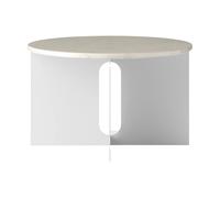 Audo Copenhagen Table d'appoint Androgyne Crystal Rose marbre-acier brossé. Ø65 cm