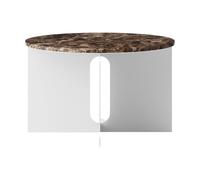 Audo Copenhagen Table d'appoint Androgyne Emperador marbre-acier brossé. Ø65 cm