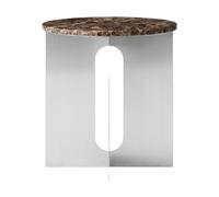 Audo Copenhagen Table d'appoint Androgyne Marbre Emperador-acier brossé. Ø42 cm