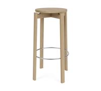Audo Copenhagen Tabouret de bar Passage Chêne-acier inoxydable. 75 cm