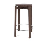 Audo Copenhagen Tabouret de bar Passage Chêne foncé teinté-acier inoxydable. 65 cm