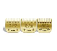 AUDOC 7FC/5FC/4FC Lames de Tondeuse à Chien en céramique,compatibles avec Moser 45-50/Heiniger/Andis/Oster A5/Wahl KM10/Moser 50,Pack de 3-Or