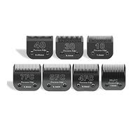 AUDOC Lames de Tondeuse pour Chien en Acier Inoxydable 10/30/40/7FC/5FC/4FC/3FC,compatibles avec Les séries Moser 45-50/Heiniger/Andis/Oster A5/Wahl KM10/Moser 50,Lot de 7-Noir