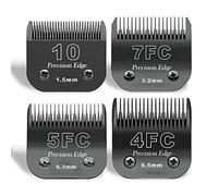 AUDOC Lames de Tondeuse pour Chien en Acier Inoxydable 10/7FC/5FC/4FC,compatibles avec Les séries Moser 45-50/Heiniger/Andis/Oster A5/Wahl KM10/Moser 50,Lot de 4-Noir