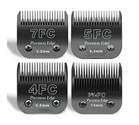 AUDOC Lames de Tondeuse pour Chien en Acier Inoxydable 7FC/5FC/4FC/3FC,compatibles avec Les séries Moser 45-50/Heiniger/Andis/Oster A5/Wahl KM10/Moser 50,Lot de 4-Noir