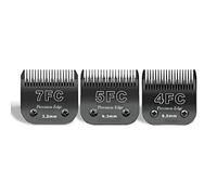 AUDOC Lames de Tondeuse pour Chien en Acier Inoxydable 7FC/5FC/4FC, compatibles avec Les séries Moser 45-50/Heiniger/Andis/Oster A5/Wahl KM10/Moser 50, Lot de 3-Noir