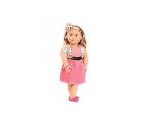 Our Generation Poupée Audra – 46 cm, robe rose, gilet à sequins, oreilles percées, accessoires inclus