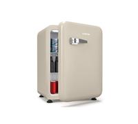 Klarstein Audrey Evo 68L Mini Frigo - Rétro, Silencieux 40 dB, Thermostat Réglable, Porte Réversible, Petit Frigo de Chambre, Bureau, Crème