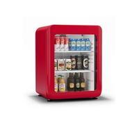 Klarstein Audrey Evo Réfrigérateur à boissons - 68 L, Porte à double vitrage, LED, Thermostat mécanique, 0-10°C, Classe Énergétique C, Design rétro, Rouge