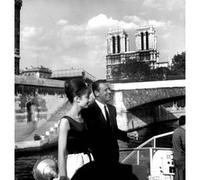 Audrey Hepburn et William Holden devant l'île de la Cité - Cadre galerie noir - 60x60