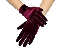 Audrey Hepburn Gants en satin pour femme Style années 1920 Gants élastiques Taille adulte pour femme Longueur du poignet Gants courts en velours Rouge