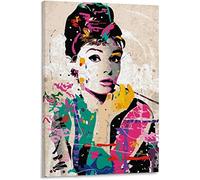 Audrey Hepburn Graffiti Art print Audrey Hepburn Portrait Toile Peinture Mur Art photos Moderne Street Art Affiche Imprime Oeuvre pour Bar Home Decor Sans Cadre,50x70cm