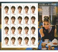 Audrey Hepburn Legends of Hollywood Feuille de vingt timbres 37 cents Scott 3786