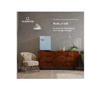 Klarstein Audrey Evo 68L Mini Frigo - Rétro, Silencieux 40 dB, Thermostat Mécanique, Porte Réversible, LED, Petit Frigo de Chambre, Bureau, Bleu