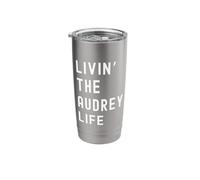 Audrey vivant la vie de Audrey Nom Amusant Gobelet isotherme en acier inoxydable double paroi