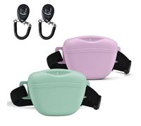 AUDWUD Version améliorée du Sac à friandises en Silicone;livré avec Une Ceinture pour Un Port Pratique;Comprend également Un clicker de Dressage pour Un Dressage Facile des Chiens