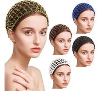 Auear, Filet à cheveux en maille au crochet épais et court pour les femmes - Lot de 5