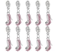 AUEAR, Lot de 10 breloques en forme de chaussure à talon haut en cristal rose pour la fabrication de bijoux, colliers, bracelets