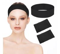 AUEAR, Lot de 100 bandeaux élastiques jetables pour le visage - Non tissé - Avec fermeture pratique - Pour femmes et filles - Noir