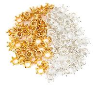 AUEAR, Lot de 100 mini breloques en alliage 3D en forme de couronne pour loisirs créatifs Doré et argenté