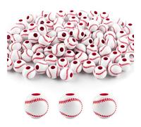 AUEAR, Lot de 100 perles de baseball de 12 mm pour la fabrication de bijoux de sport, colliers, bracelets, loisirs créatifs, accessoires de décoration