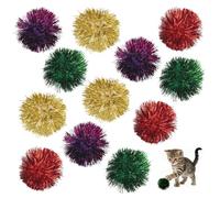 AUEAR, Lot de 12 boules scintillantes de 5,1 cm - Pompons interactifs pour chatons (4 couleurs, 30,5 cm - Lot de 12)